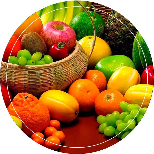 Canasto con frutas y verduras 